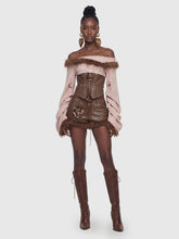 Off-Shoulder Faux Fur Trimmed Top