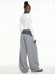 Grey Oversized Sweatpants with Contrast Waistband