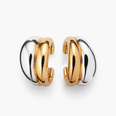 Earcuff Dual set featuring polished gold and mirror-finish silver earcuffs for stylish, non-pierced ear looks.