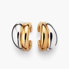Earcuff Dual set featuring polished gold and mirror-finish silver earcuffs for stylish, non-pierced ear looks.