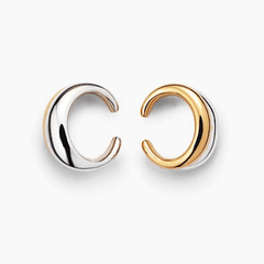 Earcuff Dual set featuring polished gold and mirror-finish silver earcuffs for versatile styling.