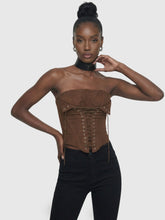 Brown Lace-Up Corset Top