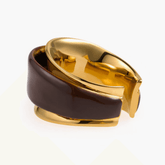 Ring Terra featuring a gold-plated brass band with deep brown enamel glaze.