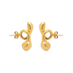 Earrings Looppods featuring sculptural brass design with 18k gold plating for holding AirPods elegantly.