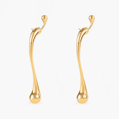 Earrings Drip in gold-plated brass with a modern elongated shape, reflecting elegance and grace.
