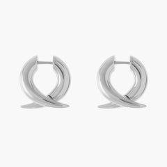 Earrings Flux - elegant brass earrings plated with platinum, featuring a fluid, curved silhouette that adds sophistication.