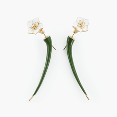 Earrings Iris featuring gold-plated brass and enamel drip glaze, inspired by nature's elegance with delicate flower design.