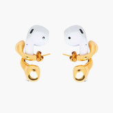 Earrings Looppods featuring elegant 18k gold plated holders for AirPods with a sculptural design.