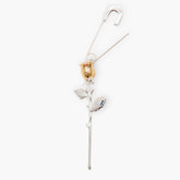 Earrings Bloom featuring a gold-plated rose and sleek safety pin design, symbolizing beauty and resilience.