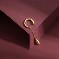 Ear Cuff No Piercing Gold Dewdrop Chain Cartilage Wrap 18K Plated Brass Gift for Her