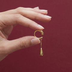 Ear Cuff No Piercing Gold Dewdrop Chain Cartilage Wrap 18K Plated Brass Gift for Her