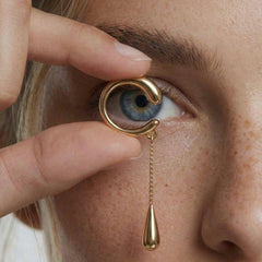 Ear Cuff No Piercing Gold Dewdrop Chain Cartilage Wrap 18K Plated Brass Gift for Her