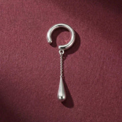 Silver Ear Cuff No Piercing Teardrop Dangle Silver Sterling Helix Wrap Gift for Her