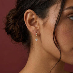 Dangle Hoop Earrings Crystal Flower 18K Gold Plated Huggie Dainty Minimalist Wedding Gift for Her