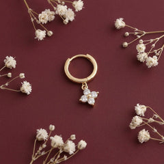 Dangle Hoop Earrings Crystal Flower 18K Gold Plated Huggie Dainty Minimalist Wedding Gift for Her