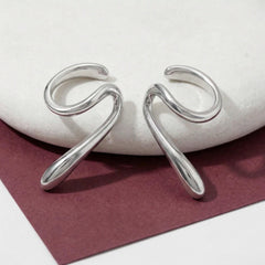 Ear Cuff No Piercing Wave Sculptural Cartilage Wrap 18K Platinum Plated Brass Gift for Her