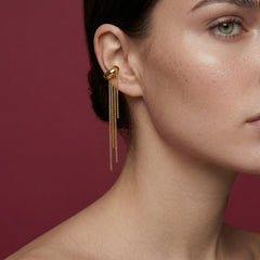 Ear Cuff No Piercing Gold Chain Cascade 18K Plated Brass Cartilage Wrap Gift for Her