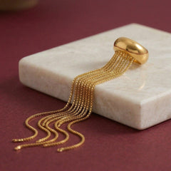 Ear Cuff No Piercing Gold Chain Cascade 18K Plated Brass Cartilage Wrap Gift for Her