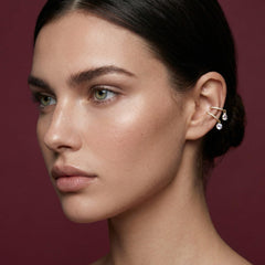 Ear Cuff No Piercing Crystal Teardrop Dangle 18K Gold Plated Brass Cartilage Wrap Gift