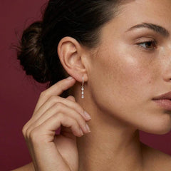 Hoop Drop Earrings Crystal Pave Huggie 18K Gold Plated Dainty Bridesmaid Gift for Her