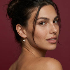 Huggie Hoop Earrings Floral Crystal Charm 18K Gold Plated Brass Dainty Bridesmaid Gift Set