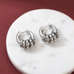 Huggie Hoop Earrings Twisted Croissant 18K Platinum Plated Brass Chunky Small Hoops Gift for Her