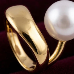 Ear Cuff Pearl Gold Plated No Piercing Wavy Sculptural Minimalist Gift For Her