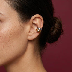 Ear Cuff No Piercing Two Tone Twisted Brass Gold Silver Plated Minimalist Gift for Her