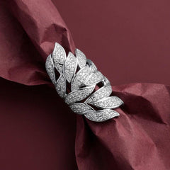 Ear Cuff No Piercing Crystal Leaf Silver Plated Wrap Wedding Everyday Gift