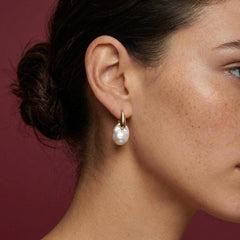 Dangle Earrings Baroque Freshwater Pearl Gold Plated Stud Everyday Gift for Her