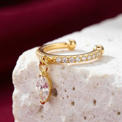 Stud Earrings Crystal Marquis Gold Plated Dainty Everyday Gift for Her