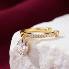 Ear Cuff No Piercing Crystal Dangle Gold Plated Minimalist Cartilage Wrap Gift