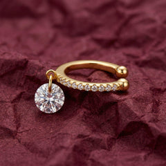 Ear Cuff No Piercing Crystal Dangle Gold Plated Minimalist Cartilage Wrap Gift