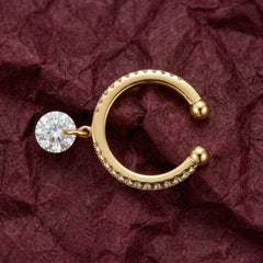 Ear Cuff No Piercing Crystal Dangle Gold Plated Minimalist Cartilage Wrap Gift