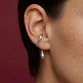 Ear Cuff No Piercing Silver Sculptural Teardrop Drop Brass Silver Plated Gift for Her