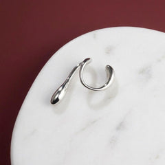 Ear Cuff No Piercing Silver Sculptural Teardrop Drop Brass Silver Plated Gift for Her