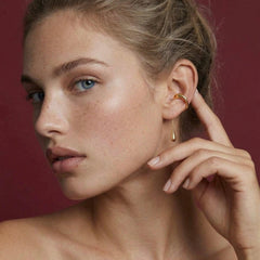 Ear Cuff No Piercing Gold Dewdrop Chain Cartilage Wrap 18K Plated Brass Gift for Her