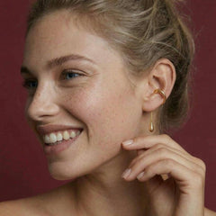 Ear Cuff No Piercing Gold Dewdrop Chain Cartilage Wrap 18K Plated Brass Gift for Her