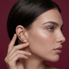 Gold Ear Cuff No Piercing Organic Sculptural Cartilage Wrap 18K Plated Gift for Her