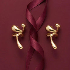 Gold Ear Cuff No Piercing Organic Sculptural Cartilage Wrap 18K Plated Gift for Her