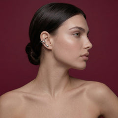 Silver Ear Cuff No Piercing Brass 18K Platinum Plated Sculptural Cartilage Wrap Gift for Her