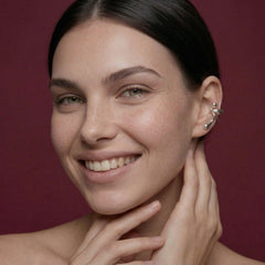 Silver Ear Cuff No Piercing Brass 18K Platinum Plated Sculptural Cartilage Wrap Gift for Her