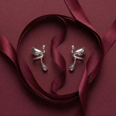 Silver Ear Cuff No Piercing Brass 18K Platinum Plated Sculptural Cartilage Wrap Gift for Her