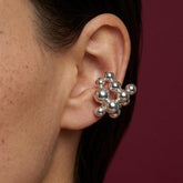 Ear Cuff Silver Sphere Cluster No Piercing Cartilage Wrap Sculptural Modern Gift for Her