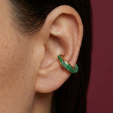 Ear Cuff No Piercing Green Malachite Gold Plated Cartilage Wrap Statement Gift for Her