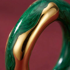 Ear Cuff No Piercing Green Malachite Gold Plated Cartilage Wrap Statement Gift for Her