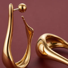 Drop Earrings Brass Gold Plated Sculptural Dangle Statement Asymmetric Modern Gift for Her