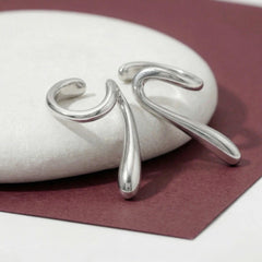 Ear Cuff No Piercing Wave Sculptural Cartilage Wrap 18K Platinum Plated Brass Gift for Her