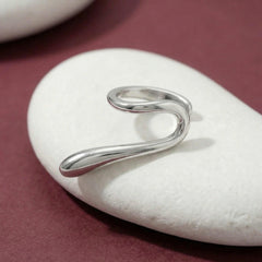 Ear Cuff No Piercing Wave Sculptural Cartilage Wrap 18K Platinum Plated Brass Gift for Her