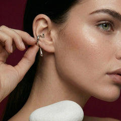 Ear Cuff No Piercing Wave Sculptural Cartilage Wrap 18K Platinum Plated Brass Gift for Her